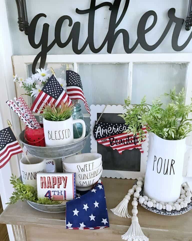 Patriotic Wooden Side Table