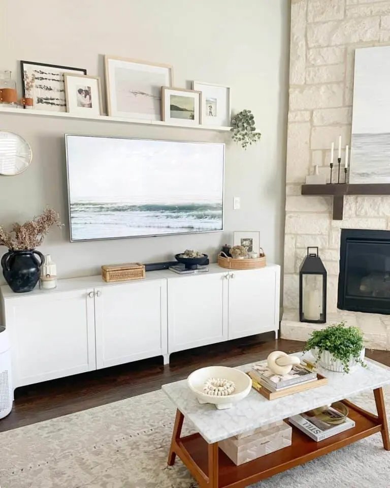 White Stone Fireplace